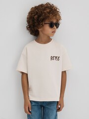 Reiss Ecru Abbott 13-14 yrs Cotton-Jersey Logo-Print T-shirt - Image 4 of 6