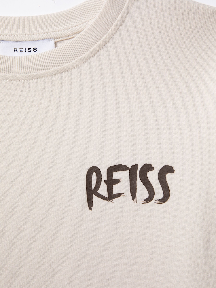Reiss Ecru Abbott 13-14 yrs Cotton-Jersey Logo-Print T-shirt - Image 6 of 6
