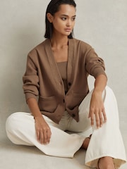 Reiss Mink Harper Chunky Knitted Cardigan - Image 3 of 6