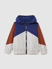 Reiss Stone/Blue/Tobacco Bates 13-14 yrs Colourblock Hooded Mac - Image 1 of 3