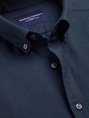Bleu marine - Ajustement régulier - Chemise en flanelle brossée Charles Tyrwhitt - Image 4 sur 5