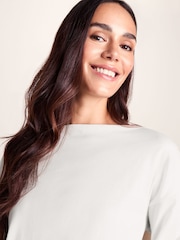 Tog 24 Cream Ivy Supersoft Cotton Boat Neck T-Shirt - Image 6 of 7