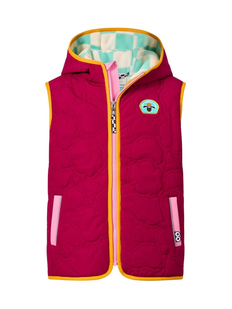 Tog 24 Red Ancon Shaun the Sheep Kids Insulated Quilted Gilet Microfleece Lining - Image 6 of 6