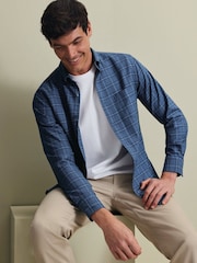Zils - Charles Tyrwhitt dzintara krāsas liela izmēra rūtainais negludināmais tvīla pieguļošais krekls - Attēls 2 no 6