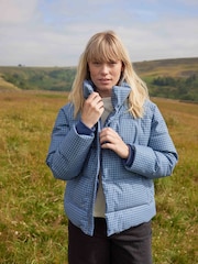Tog 24 Blue Radcliffe Gingham Check Insulated Padded Jacket - Image 1 of 8