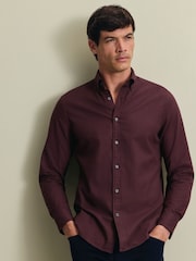 Қызыл - Slim Fit - Charles Tyrwhitt қылқаламмен қапталған фланель жейде - 6суретінің 1 суреті