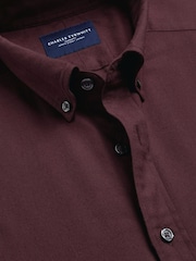 Қызыл - Slim Fit - Charles Tyrwhitt қылқаламмен қапталған фланель жейде - 6суретінің 6 суреті