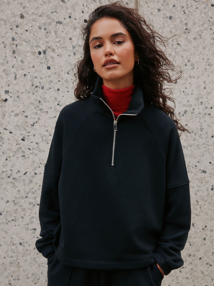 Black Quarter Zip Sweatshirt - Image 1 of 8 Black Quarter Zip Sweatshirt - Image 1 of 8