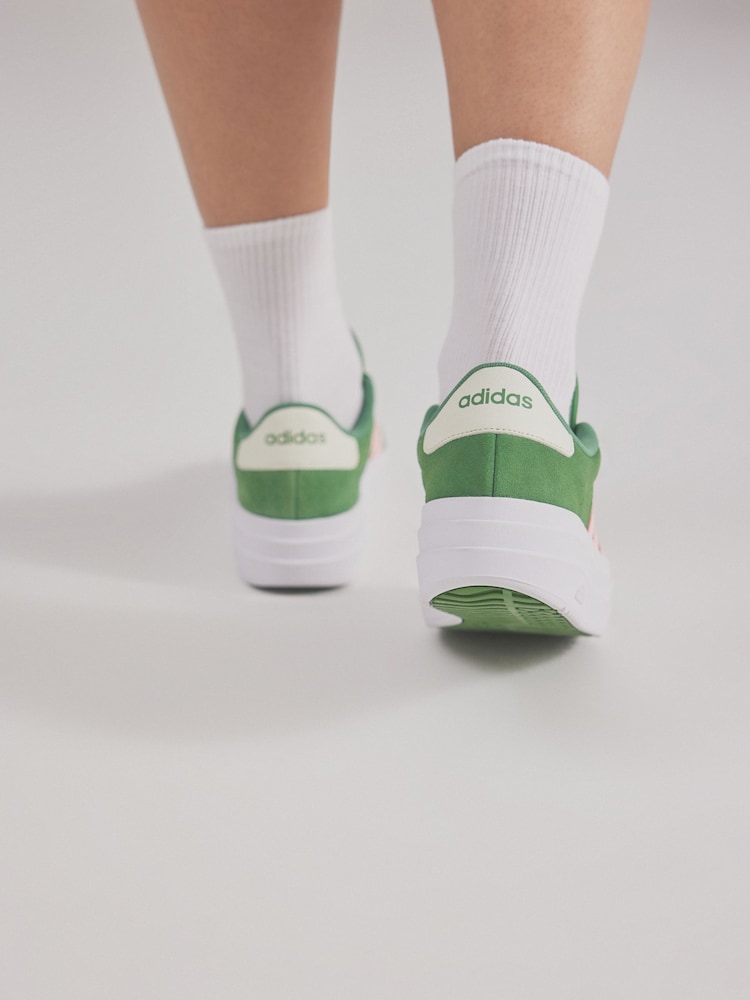 adidas Green/Pink VL Court Bold Trainers - Image 10 of 13