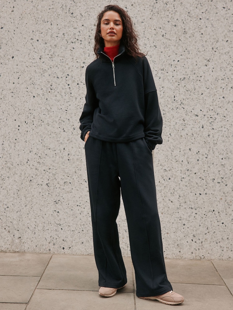 Black Wide Leg Joggers - Image 1 of 5 Black Wide Leg Joggers - Image 1 of 5
