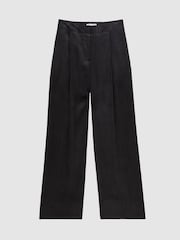 Reiss Navy Gretel Velvet Corduroy Wide-Leg Trousers - Image 2 of 7