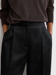 Reiss Navy Gretel Velvet Corduroy Wide-Leg Trousers - Image 4 of 7
