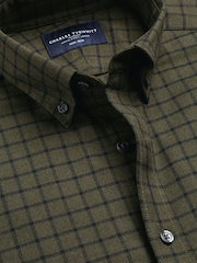 Zaļš - Charles Tyrwhitt dzintara krāsas liela izmēra rūtainais negludināmais tvīla pieguļošais krekls - Attēls 5 no 6