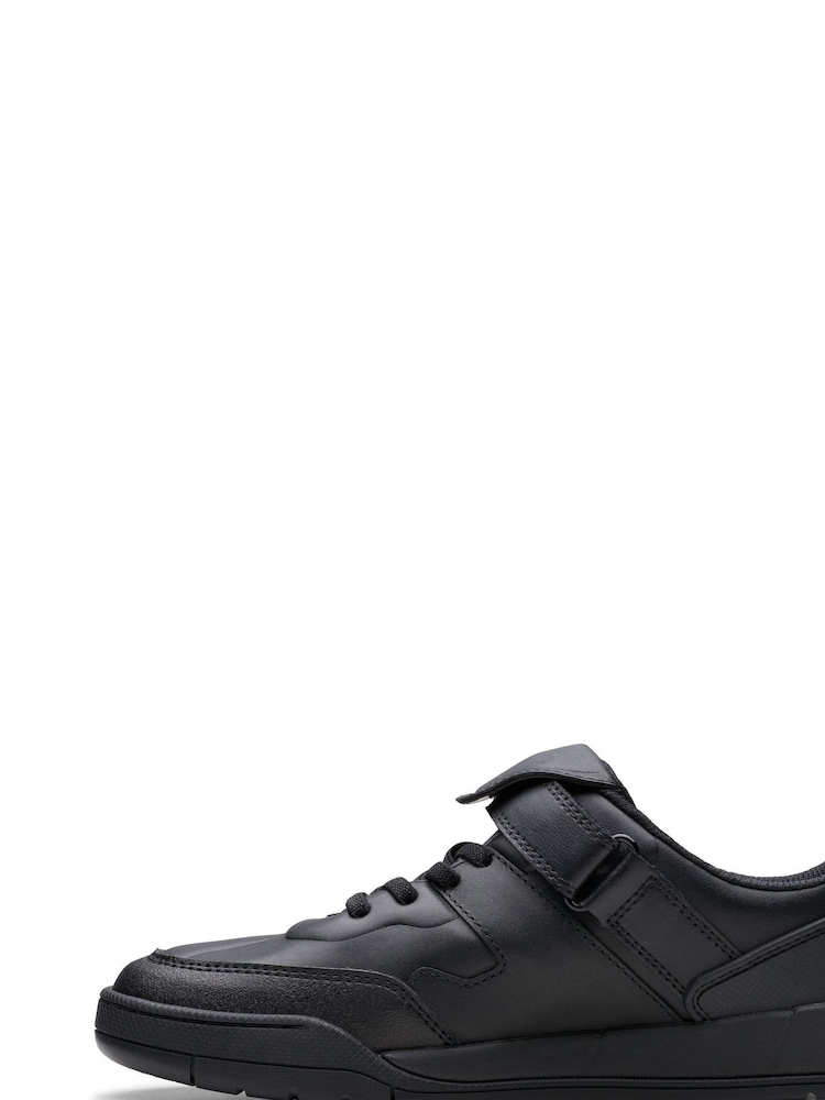 Clarks Black Wide Fit (G) Leather Laser Track Shoes - Image 2 of 8