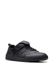 Clarks Black Wide Fit (G) Leather Laser Track Shoes - Image 3 of 8