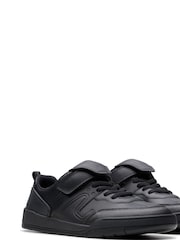 Clarks Black Wide Fit (G) Leather Laser Track Shoes - Image 4 of 8