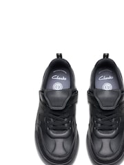 Clarks Black Wide Fit (G) Leather Laser Track Shoes - Image 5 of 8