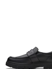 Clarks Black Wide Fit (E) Leather Lorcam Craft Shoes - Image 2 of 8