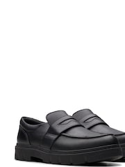 Clarks Black Wide Fit (E) Leather Lorcam Craft Shoes - Image 4 of 8