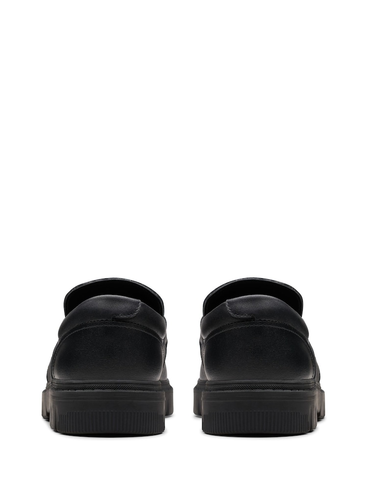 Clarks Black Wide Fit (E) Leather Lorcam Craft Shoes - Image 5 of 8