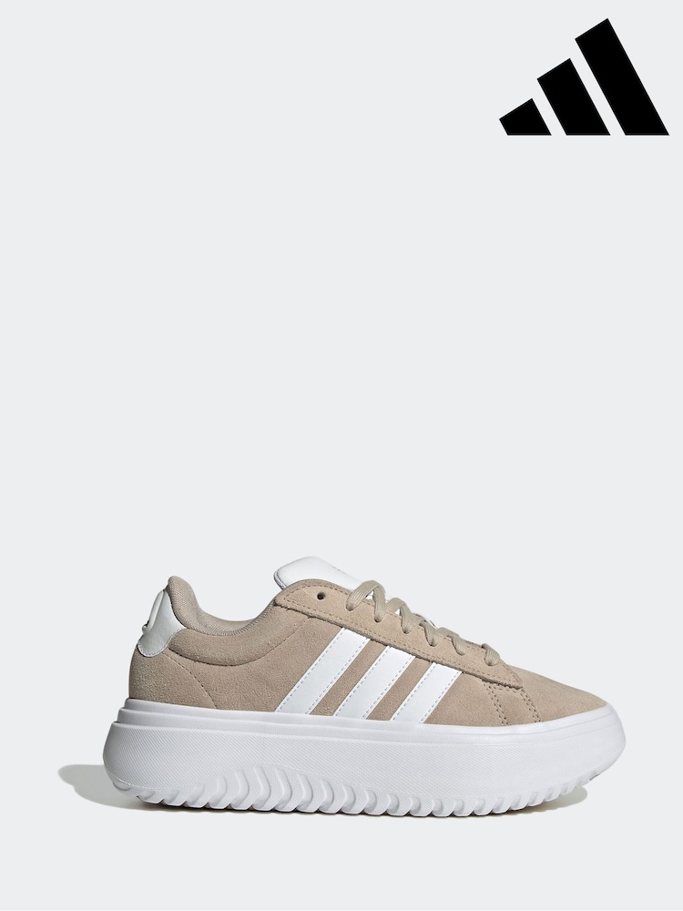 adidas Brown Grand Court Platform Suede Trainers - Image 11 of 11 adidas Brown Grand Court Platform Suede Trainers - Image 11 of 11