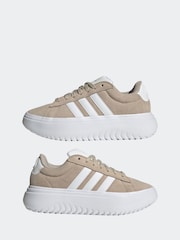 adidas Brown Grand Court Platform Suede Trainers - Image 3 of 9