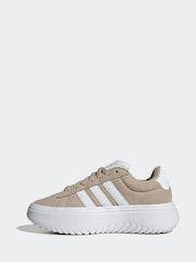 adidas Brown Grand Court Platform Suede Trainers - Image 4 of 9