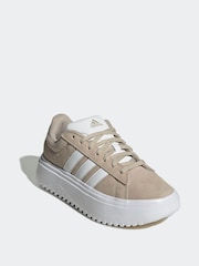 adidas Brown Grand Court Platform Suede Trainers - Image 5 of 9