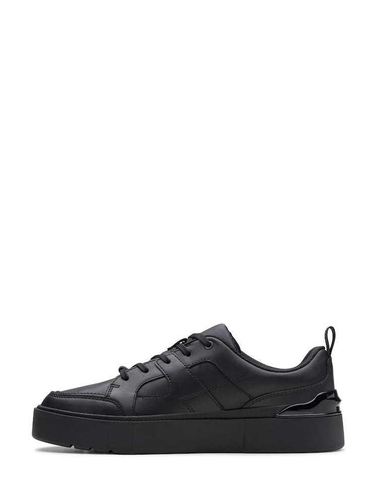 Clarks Black Wide Fit (G) Leather Oslo Flare Shoes - Image 2 of 7