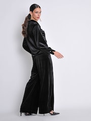 Burgs Womens Velvet Oversized Printed Black Shirt - Image 2 of 5