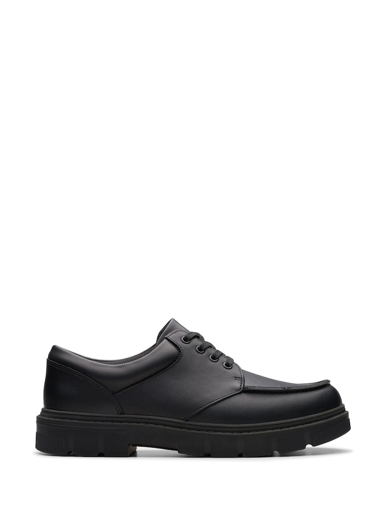 Clarks Black Wide Fit (G) Leather Lorcam Edge Shoes - Image 1 of 7