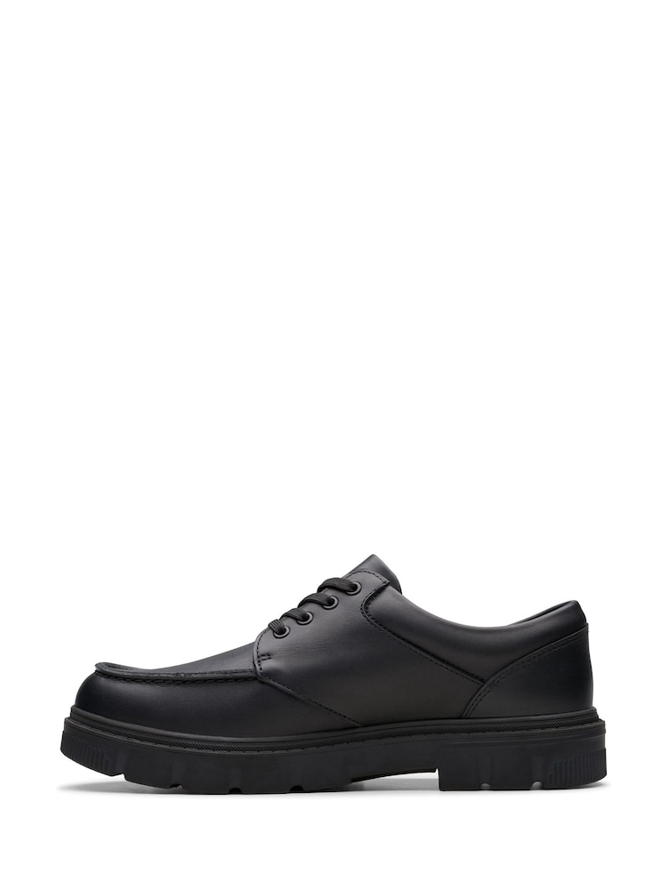 Clarks Black Wide Fit (G) Leather Lorcam Edge Shoes - Image 2 of 7