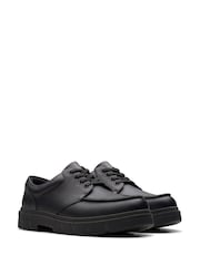 Clarks Black Wide Fit (G) Leather Lorcam Edge Shoes - Image 4 of 7