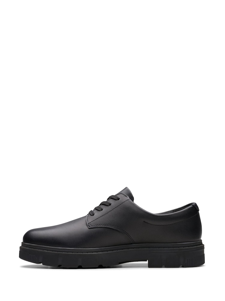 Clarks Black Wide Fit (G) Leather Lorcam Loop Shoes - Image 2 of 7