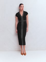 Boden Black Topstitch Ponte Dress - Image 1 of 5
