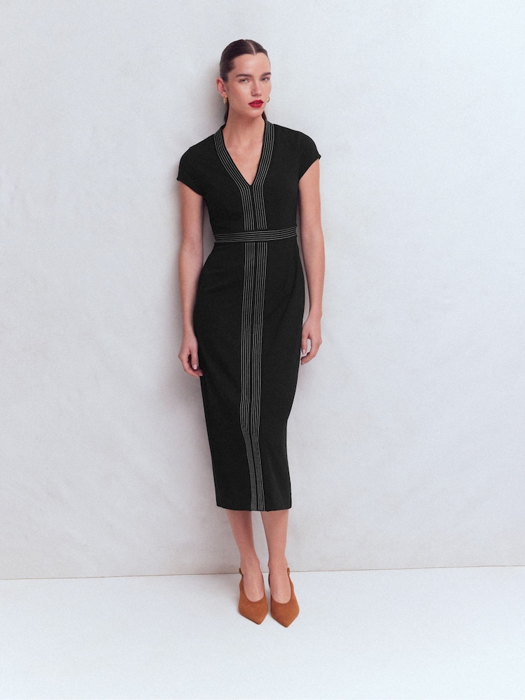 Boden Black Topstitch Ponte Dress - Image 1 of 5 Boden Black Topstitch Ponte Dress - Image 1 of 5