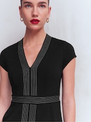Boden Black Topstitch Ponte Dress - Image 2 of 5