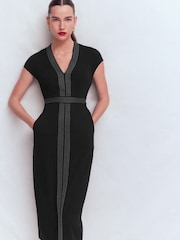 Boden Black Topstitch Ponte Dress - Image 4 of 5