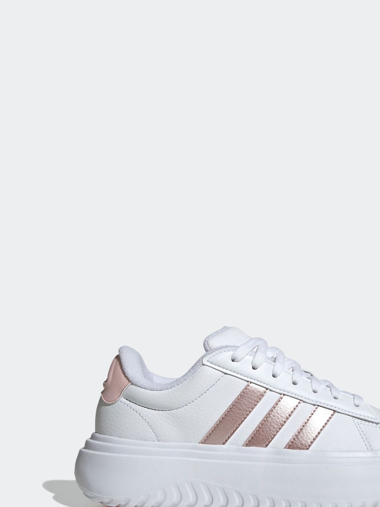 adidas White Grand Court Platform Shoes - Image 1 of 8