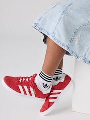 adidas Originals Dark Red Junior Gazelle Trainers - Image 6 of 14