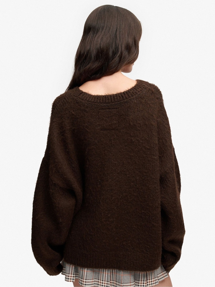 Marrón - Superdry Slouchy Brushed Knitted Jumper - Imagen 2 de 6