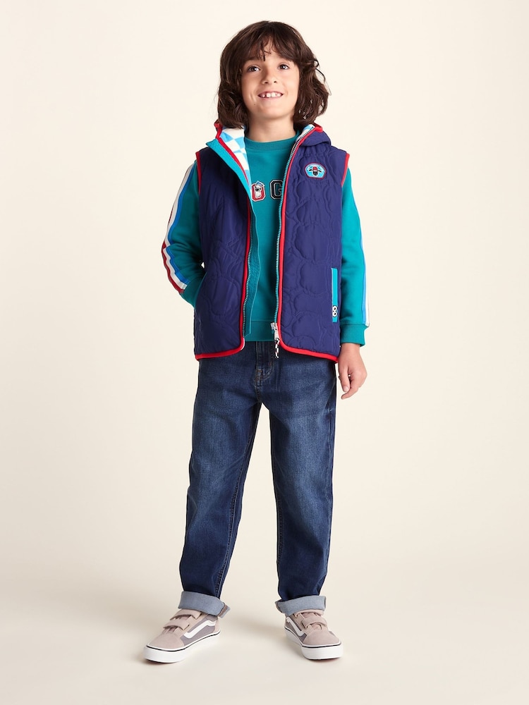 Tog 24 Blue Ancon Shaun the Sheep Kids Insulated Quilted Gilet Microfleece Lining - Image 2 of 6 Tog 24 Blue Ancon Shaun the Sheep Kids Insulated Quilted Gilet Microfleece Lining - Image 2 of 6