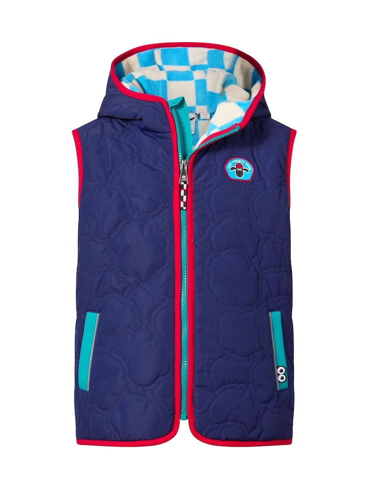 Tog 24 Blue Ancon Shaun the Sheep Kids Insulated Quilted Gilet Microfleece Lining - Image 6 of 6 Tog 24 Blue Ancon Shaun the Sheep Kids Insulated Quilted Gilet Microfleece Lining - Image 6 of 6