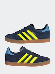adidas Originals Dark Blue Junior Gazelle Trainers - Image 6 of 15