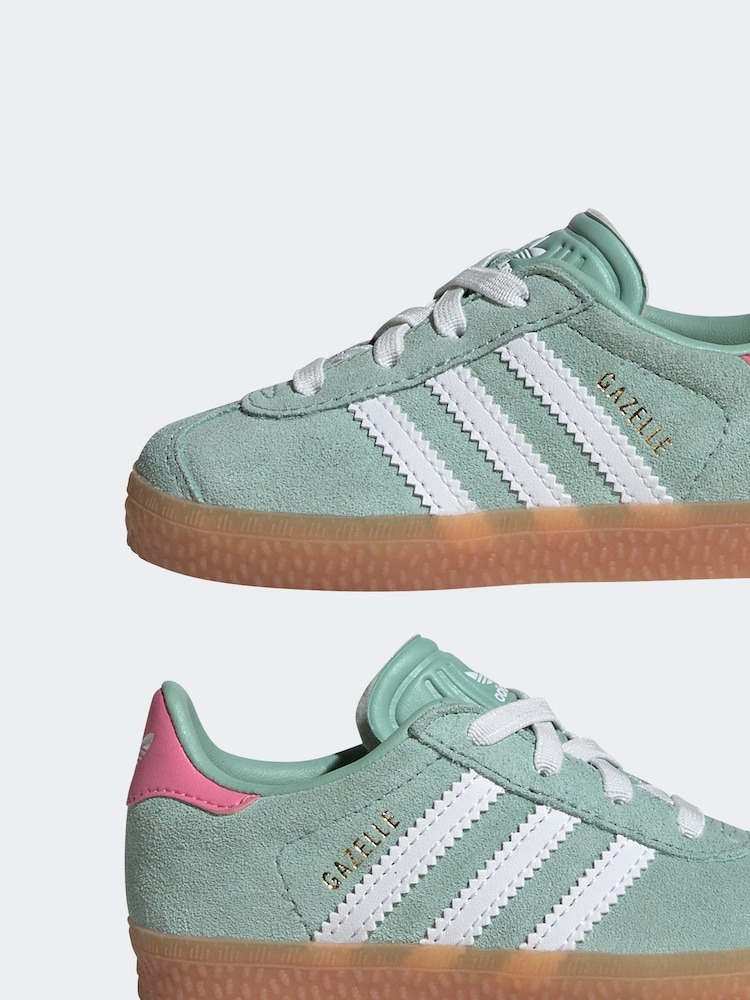Adidas Originals Light Green Gazelle Infant Kids Trainers - Image 4 of 12