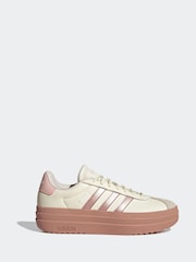 adidas Cream/Pink VL Court Bold Trainers - Image 1 of 8