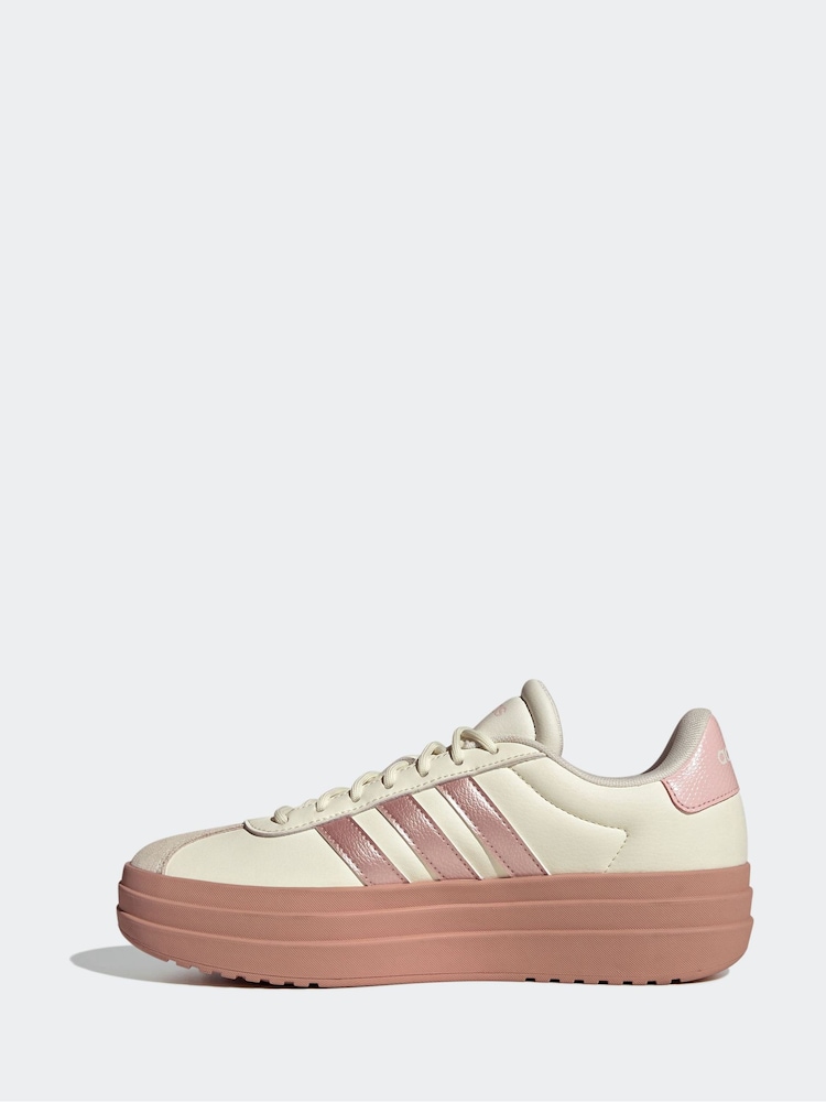 adidas Cream/Pink VL Court Bold Trainers - Image 2 of 8