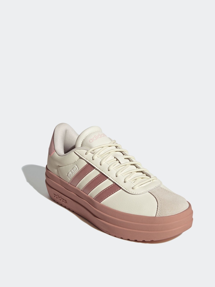 adidas Cream/Pink VL Court Bold Trainers - Image 3 of 8