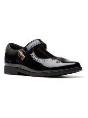 Clarks Black Wide Fit (G) Patent Lock Magic Shoes - Image 7 of 8