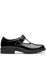 Clarks Black Wide Fit (G) Patent Loxham Bar Shoes - Image 1 of 8